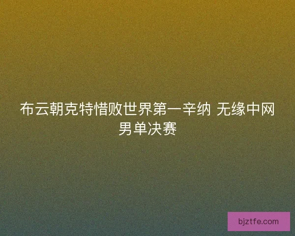 布云朝克特惜败世界第一辛纳 无缘中网男单决赛