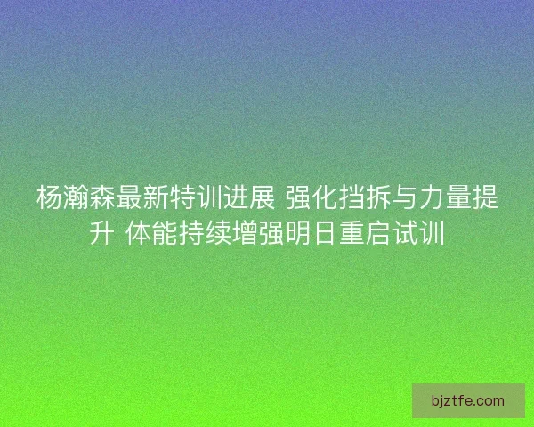 杨瀚森最新特训进展 强化挡拆与力量提升 体能持续增强明日重启试训